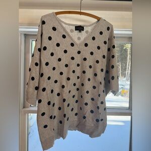 Premise Gray and Black Polka Dot Top